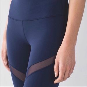 Lululemon High Times Leggings Mesh Navy Blue
